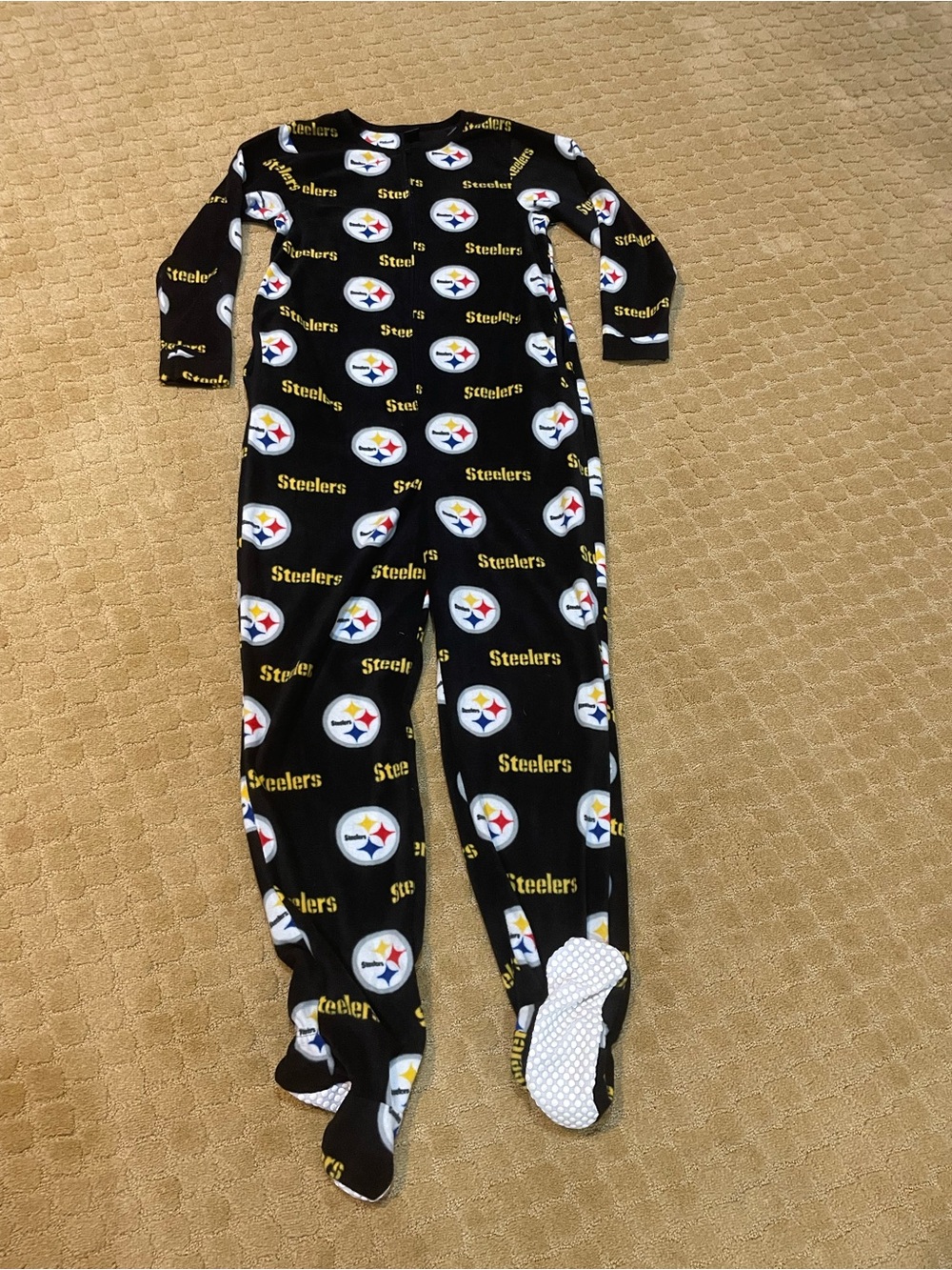 NFL Pittsburgh Steelers Black Logo Footed One-Piece